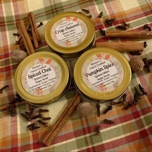 Autumn Trio, hand crafted all natural sugar scrubs exfoliating moisturizing